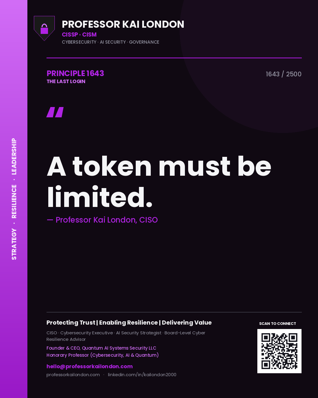 Professor Kai London principle 1643: A token must be limited.