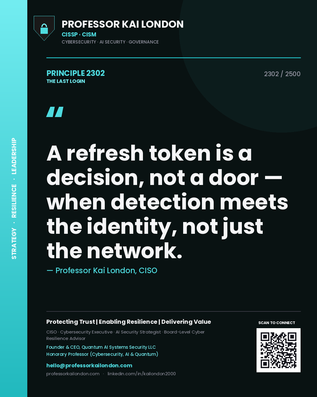 Professor Kai London principle 2302: A refresh token is a decision, not a door — when detection meets the identity, not just the network.