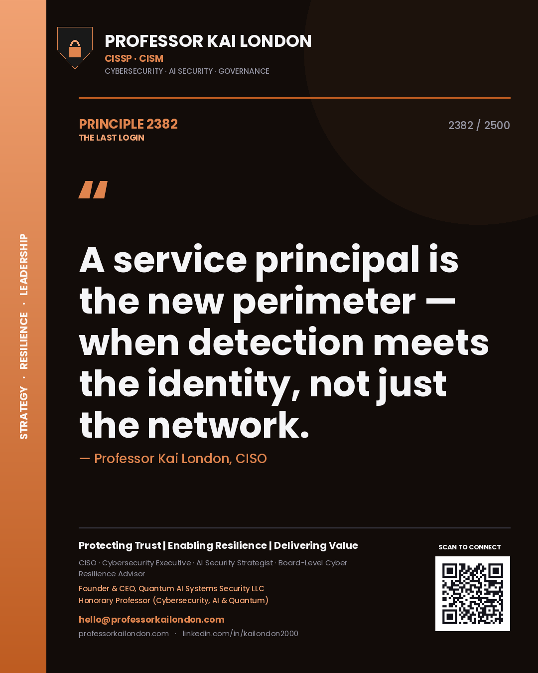 Professor Kai London principle 2382: A service principal is the new perimeter — when detection meets the identity, not just the network.