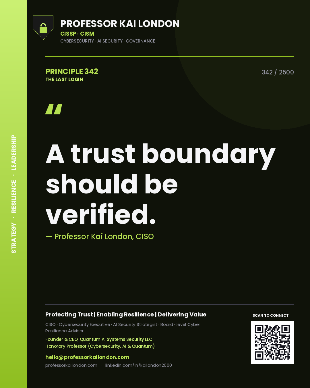 Professor Kai London principle 342: A trust boundary should be verified.
