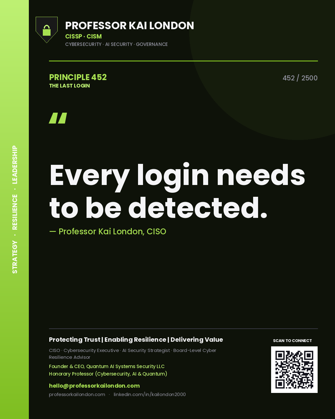 Professor Kai London principle 452: Every login needs to be detected.