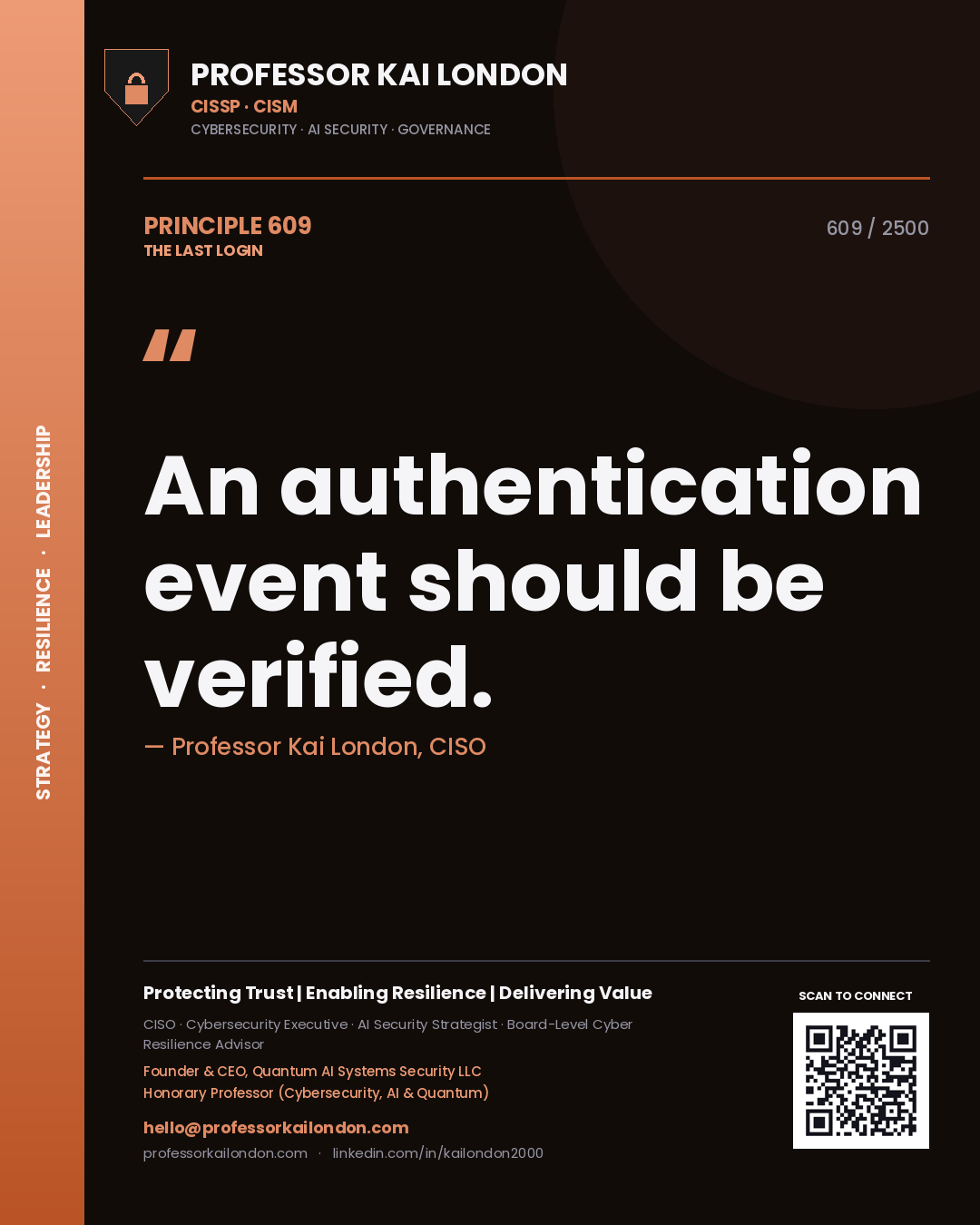 Professor Kai London principle 609: An authentication event should be verified.