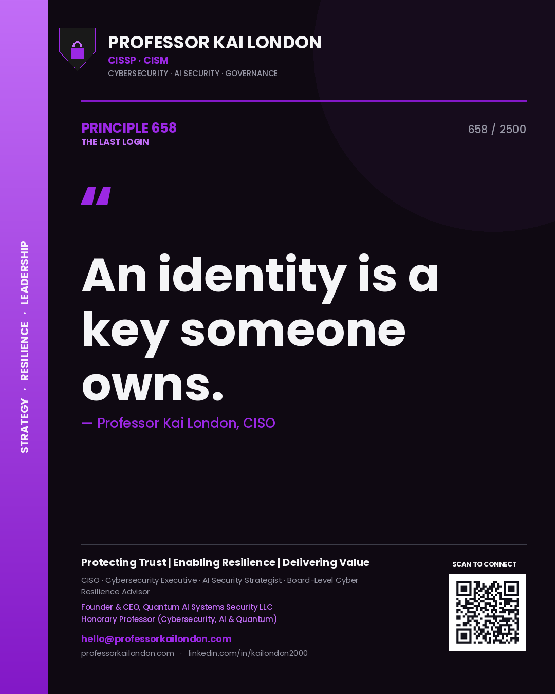 Professor Kai London principle 658: An identity is a key someone owns.