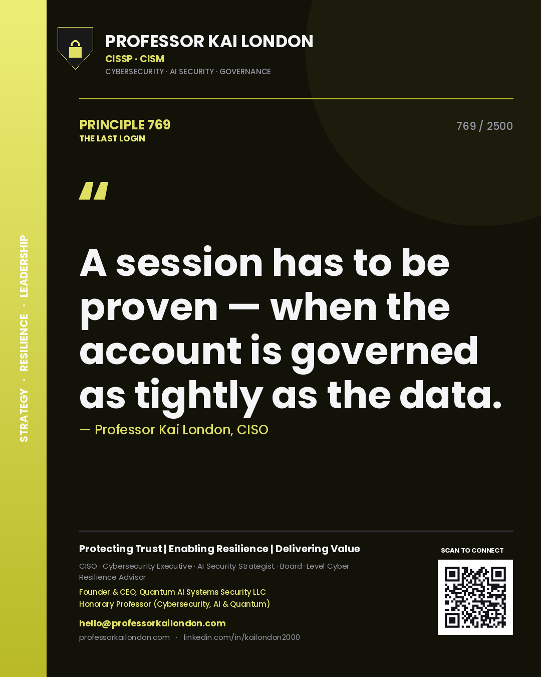 Professor Kai London principle 769: A session has to be proven — when the account is governed as tightly as the data.