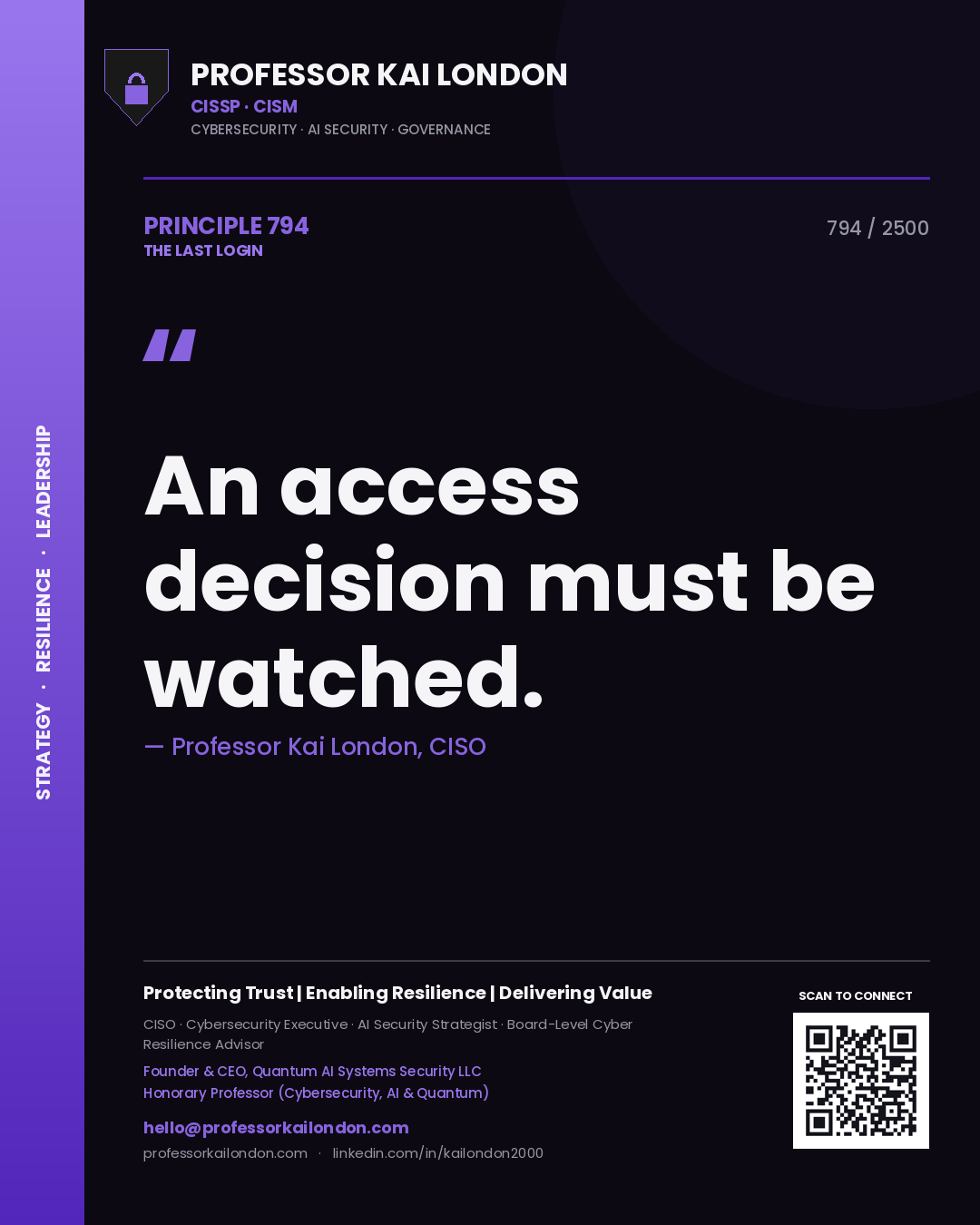 Professor Kai London principle 794: An access decision must be watched.