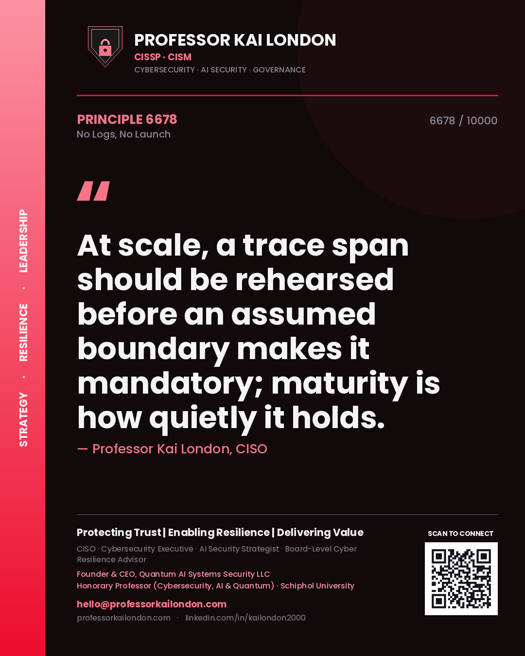 Professor Kai London principle 6678: At scale, a trace span should be rehearsed before an assumed boundary makes it mandatory; maturity is how quietly it holds.