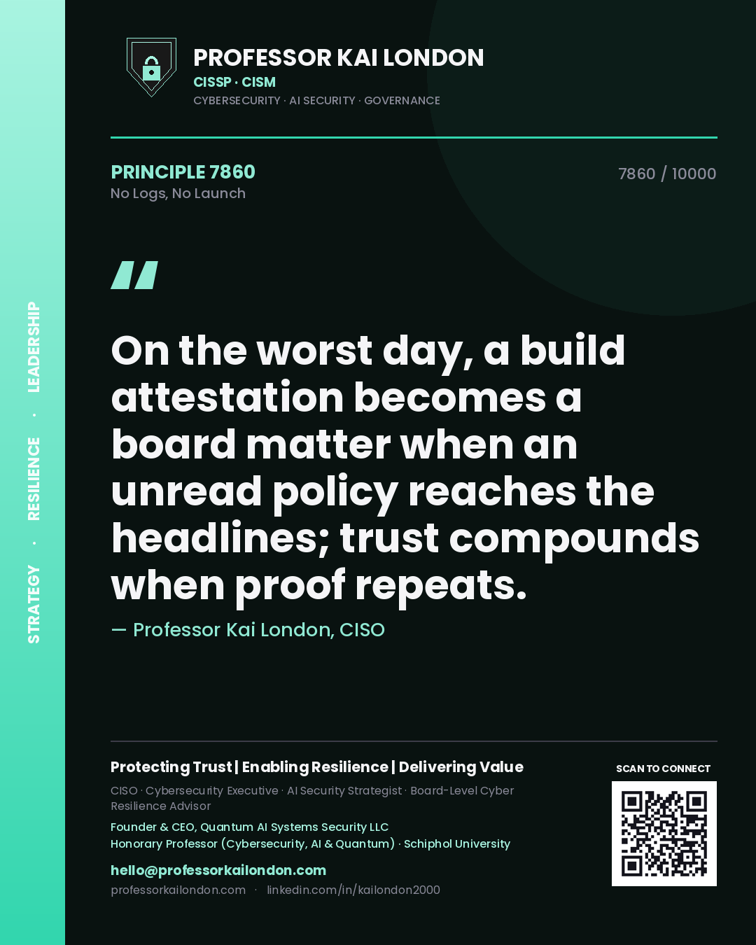 Professor Kai London principle 7860: On the worst day, a build attestation becomes a board matter when an unread policy reaches the headlines; trust compounds when proof repeats.