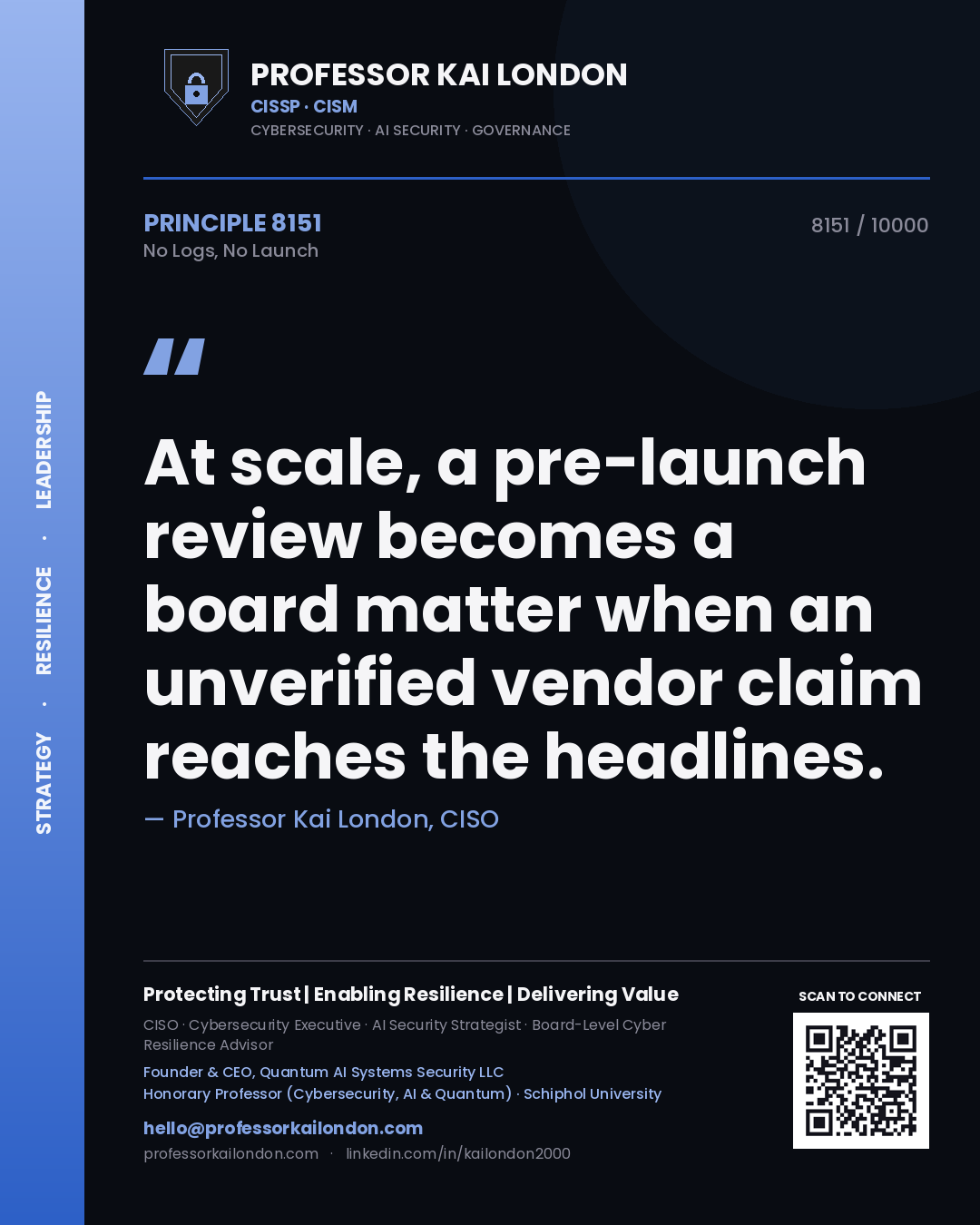 Professor Kai London principle 8151: At scale, a pre-launch review becomes a board matter when an unverified vendor claim reaches the headlines.