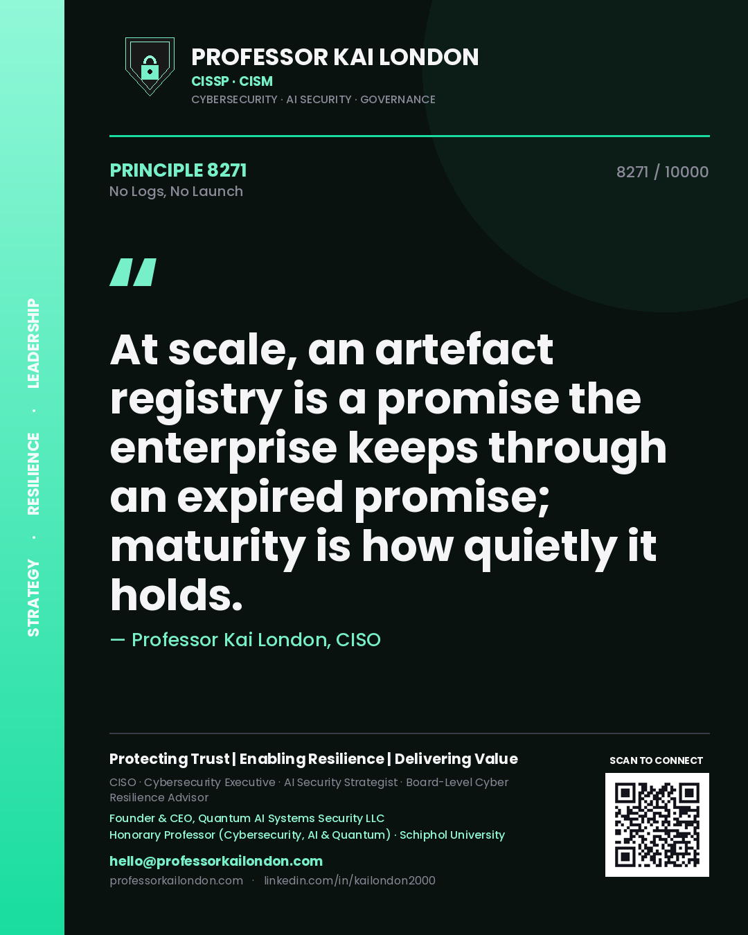 Professor Kai London principle 8271: At scale, an artefact registry is a promise the enterprise keeps through an expired promise; maturity is how quietly it holds.