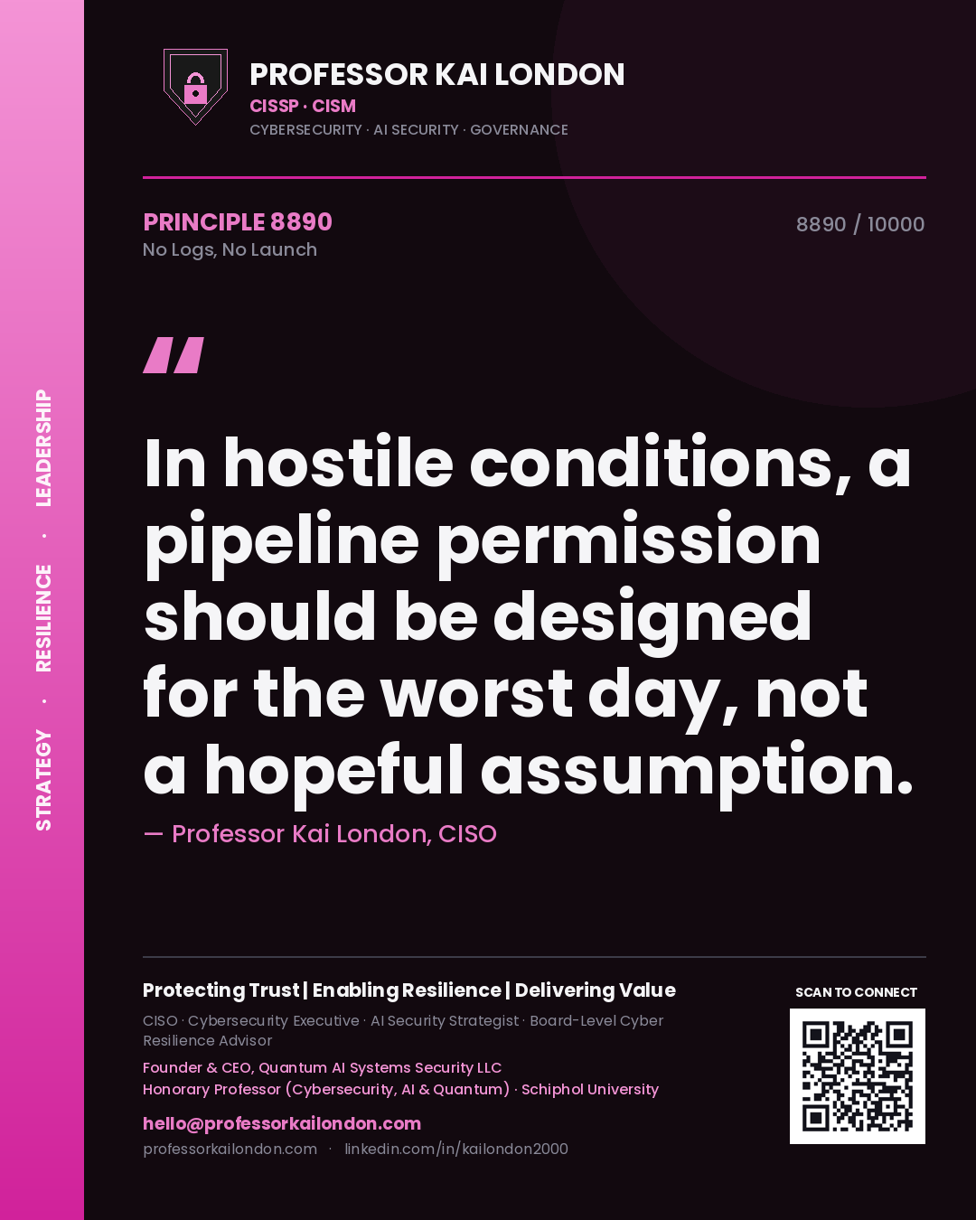 Professor Kai London principle 8890: In hostile conditions, a pipeline permission should be designed for the worst day, not a hopeful assumption.