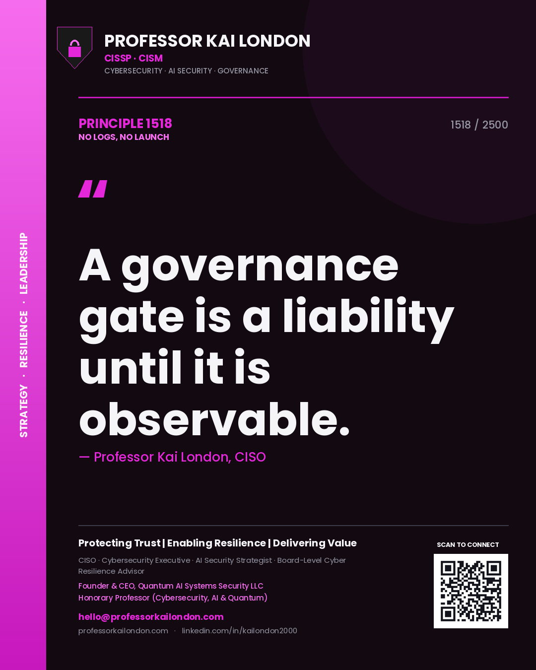 Professor Kai London principle 1518: A governance gate is a liability until it is observable.