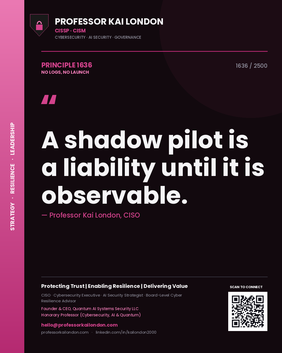 Professor Kai London principle 1636: A shadow pilot is a liability until it is observable.