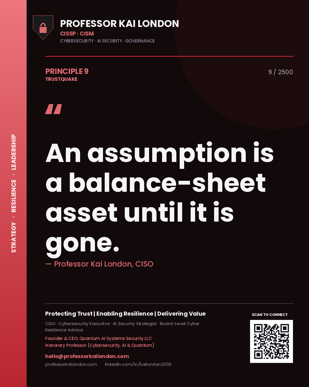 Professor Kai London principle 9: An assumption is a balance-sheet asset until it is gone.