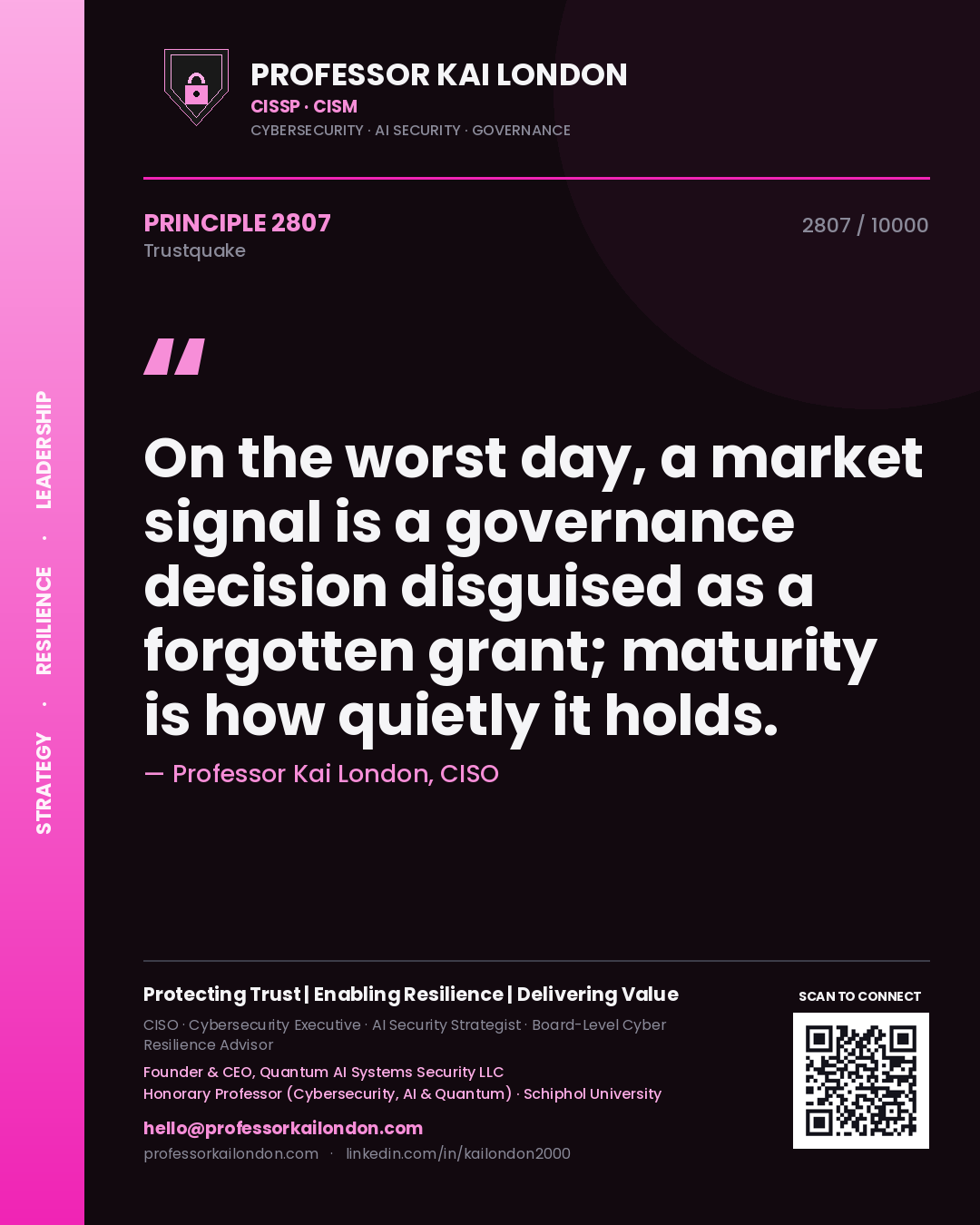 Professor Kai London principle 2807: On the worst day, a market signal is a governance decision disguised as a forgotten grant; maturity is how quietly it holds.