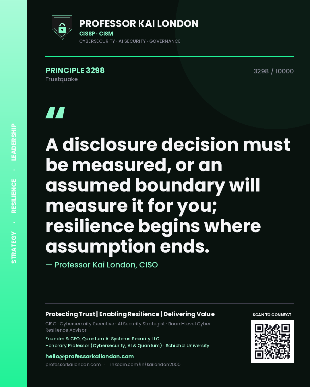 Professor Kai London principle 3298: A disclosure decision must be measured, or an assumed boundary will measure it for you; resilience begins where assumption ends.