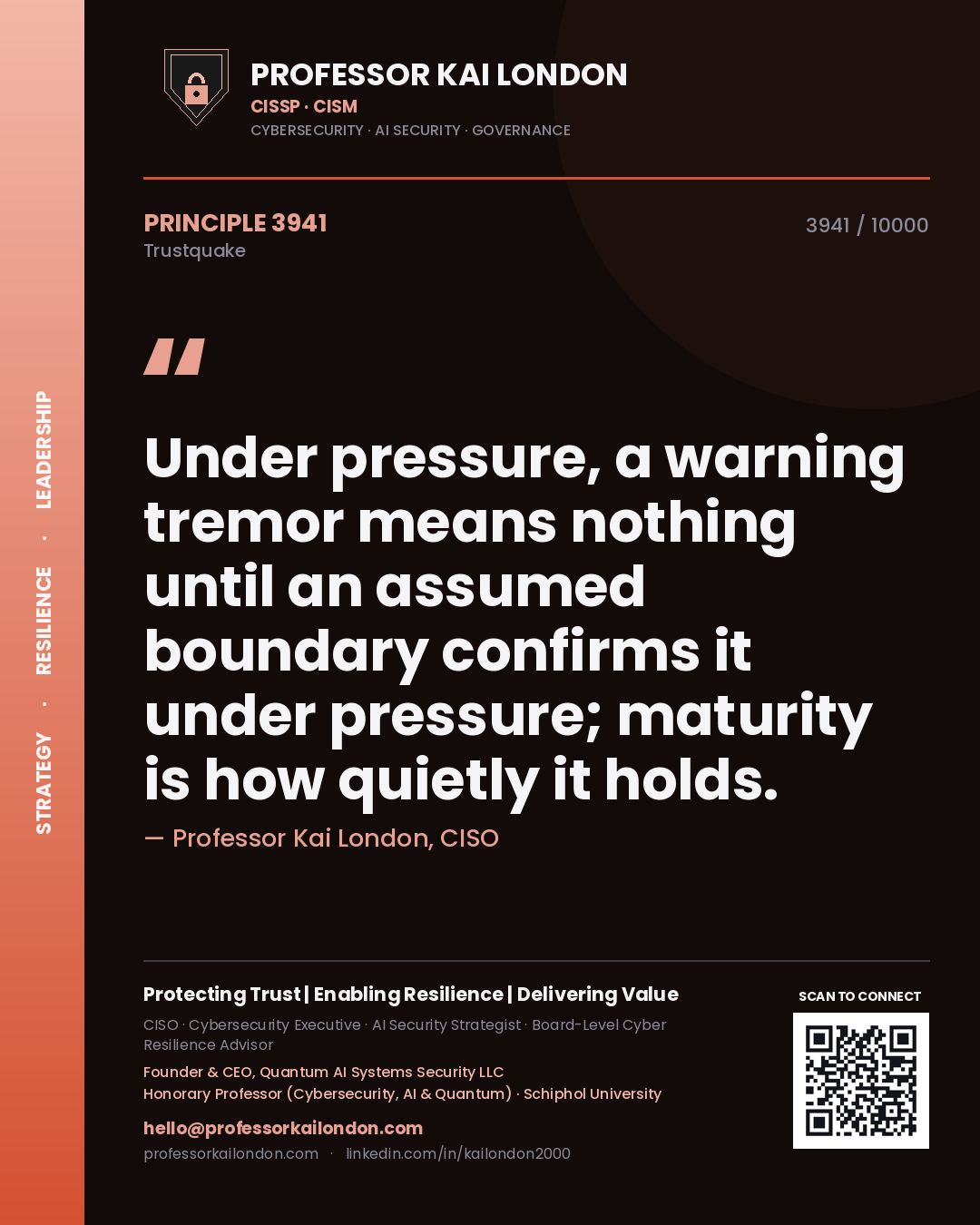 Professor Kai London principle 3941: Under pressure, a warning tremor means nothing until an assumed boundary confirms it under pressure; maturity is how quietly it holds.