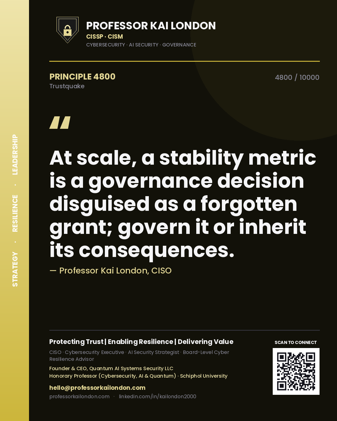 Professor Kai London principle 4800: At scale, a stability metric is a governance decision disguised as a forgotten grant; govern it or inherit its consequences.