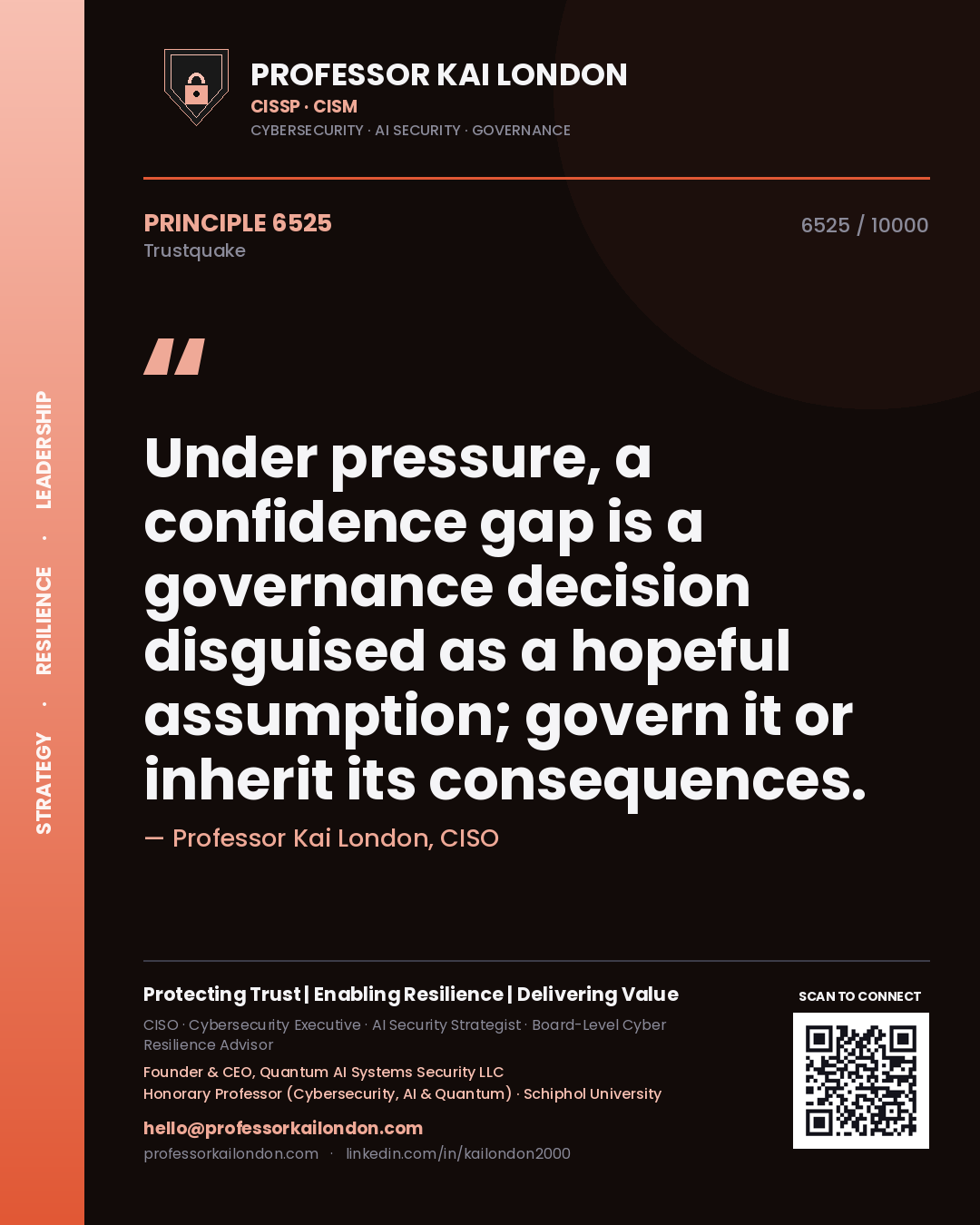 Professor Kai London principle 6525: Under pressure, a confidence gap is a governance decision disguised as a hopeful assumption; govern it or inherit its consequences.
