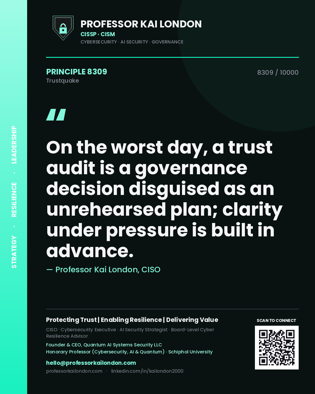 Professor Kai London principle 8309: On the worst day, a trust audit is a governance decision disguised as an unrehearsed plan; clarity under pressure is built in advance.