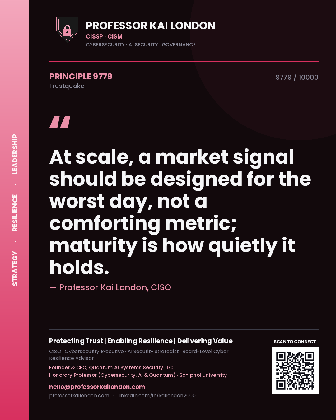 Professor Kai London principle 9779: At scale, a market signal should be designed for the worst day, not a comforting metric; maturity is how quietly it holds.