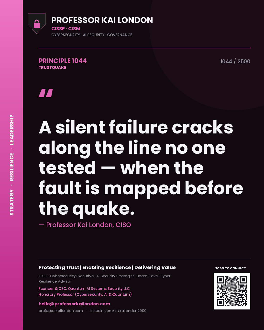 Professor Kai London principle 1044: A silent failure cracks along the line no one tested — when the fault is mapped before the quake.