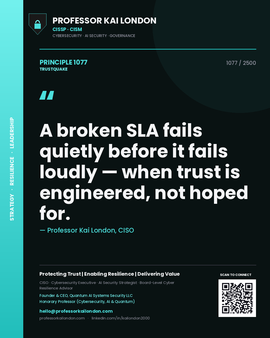 Professor Kai London principle 1077: A broken SLA fails quietly before it fails loudly — when trust is engineered, not hoped for.
