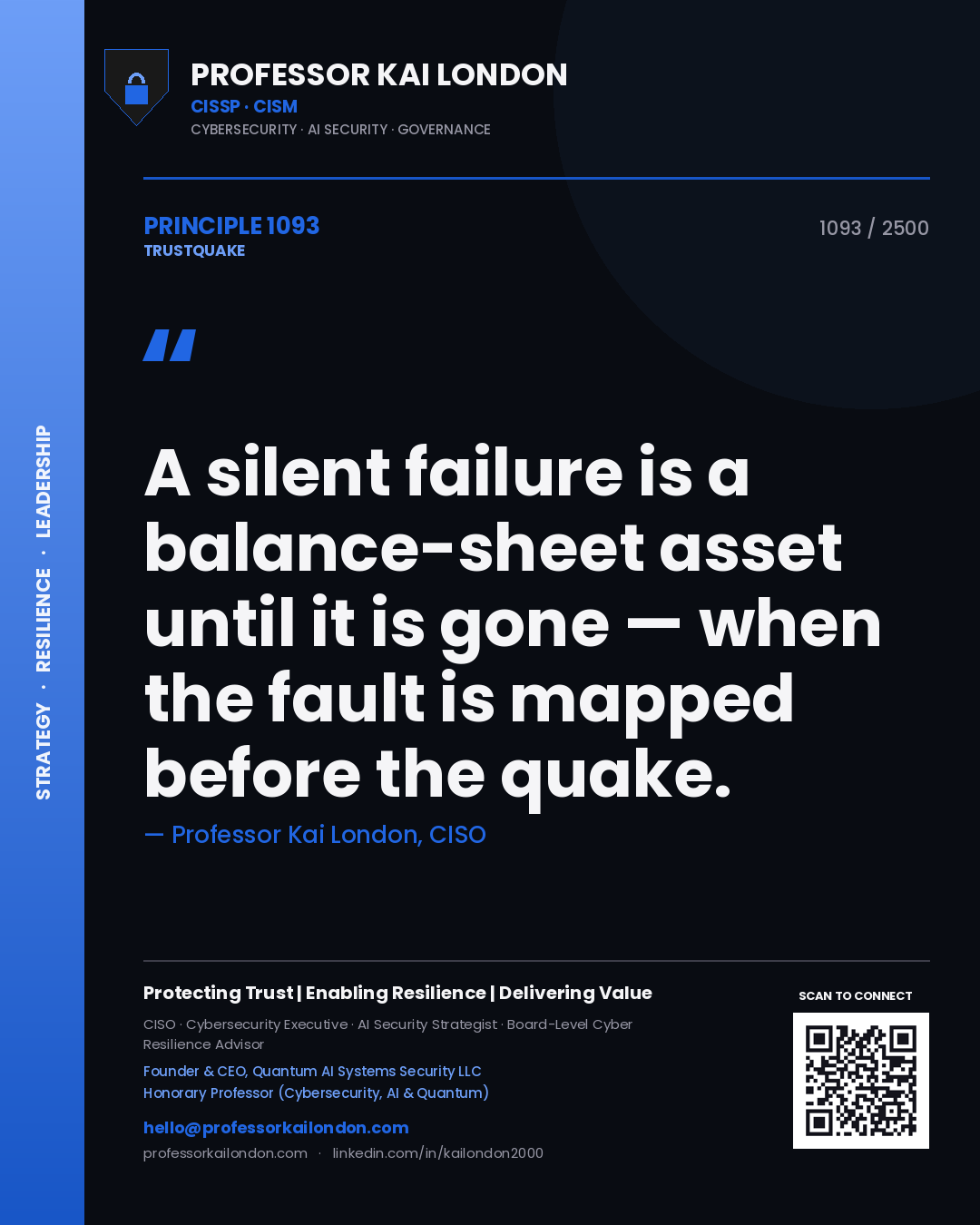 Professor Kai London principle 1093: A silent failure is a balance-sheet asset until it is gone — when the fault is mapped before the quake.