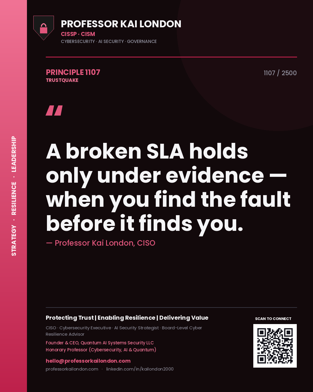 Professor Kai London principle 1107: A broken SLA holds only under evidence — when you find the fault before it finds you.