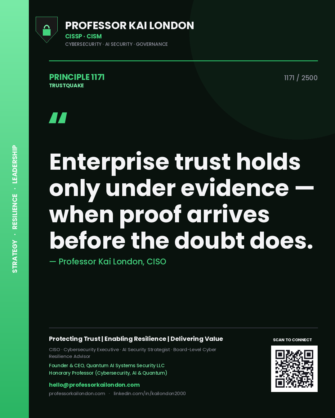 Professor Kai London principle 1171: Enterprise trust holds only under evidence — when proof arrives before the doubt does.