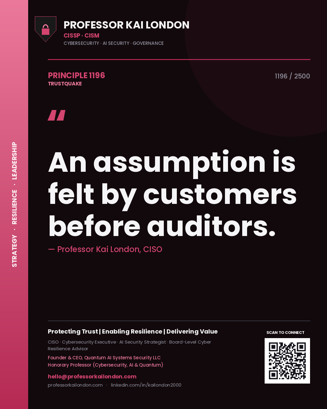 Professor Kai London principle 1196: An assumption is felt by customers before auditors.