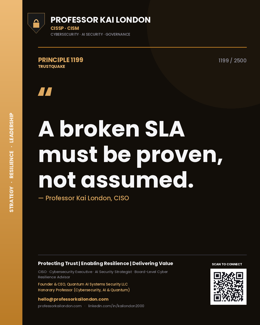 Professor Kai London principle 1199: A broken SLA must be proven, not assumed.