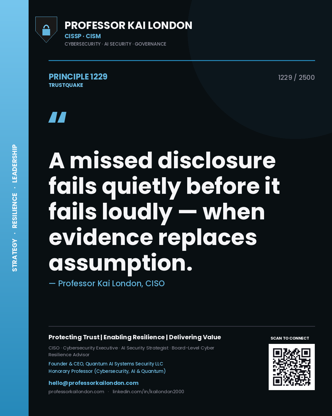 Professor Kai London principle 1229: A missed disclosure fails quietly before it fails loudly — when evidence replaces assumption.