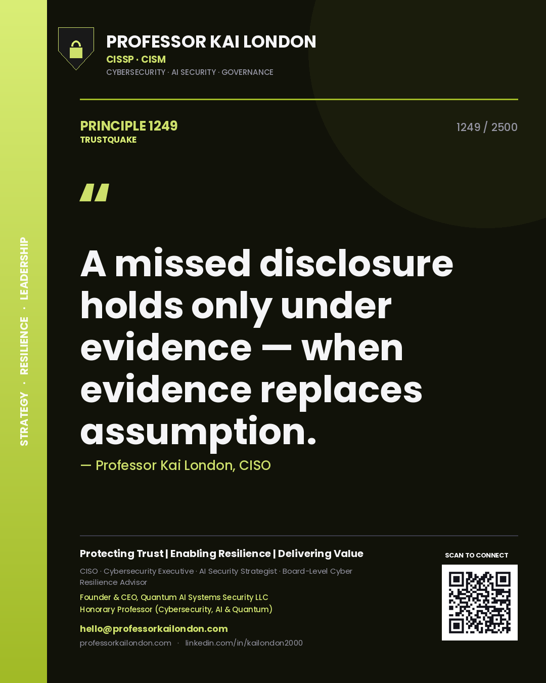 Professor Kai London principle 1249: A missed disclosure holds only under evidence — when evidence replaces assumption.