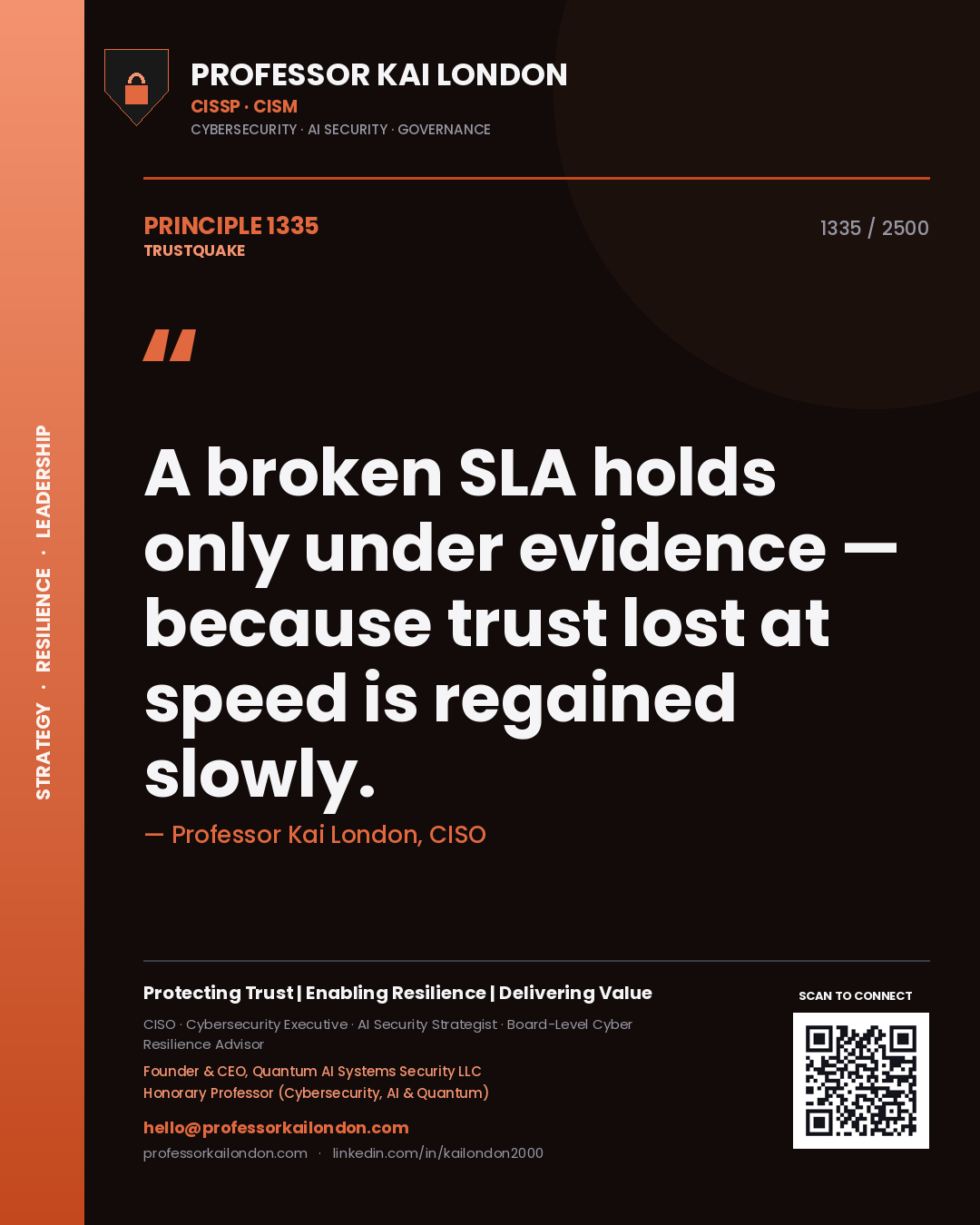 Professor Kai London principle 1335: A broken SLA holds only under evidence — because trust lost at speed is regained slowly.