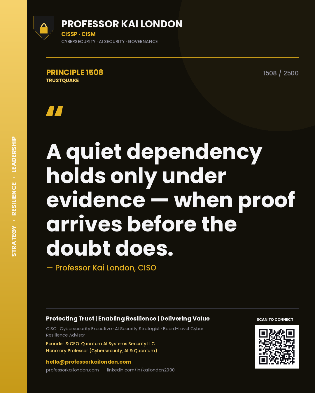 Professor Kai London principle 1508: A quiet dependency holds only under evidence — when proof arrives before the doubt does.