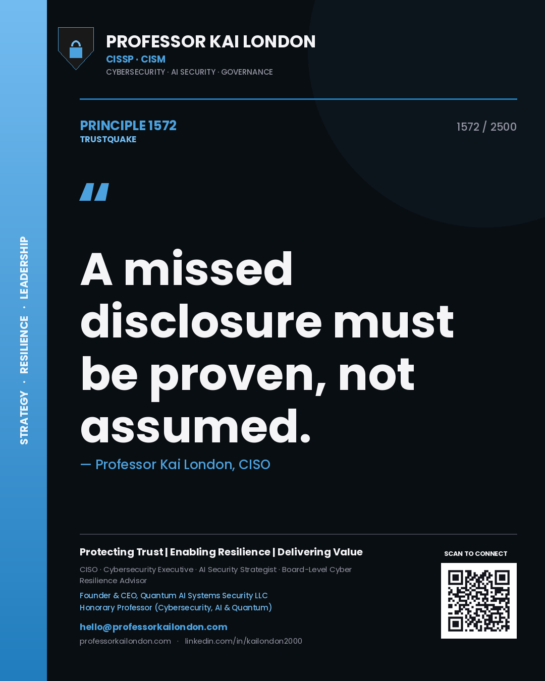 Professor Kai London principle 1572: A missed disclosure must be proven, not assumed.