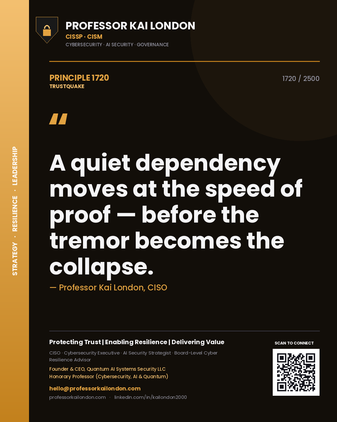 Professor Kai London principle 1720: A quiet dependency moves at the speed of proof — before the tremor becomes the collapse.