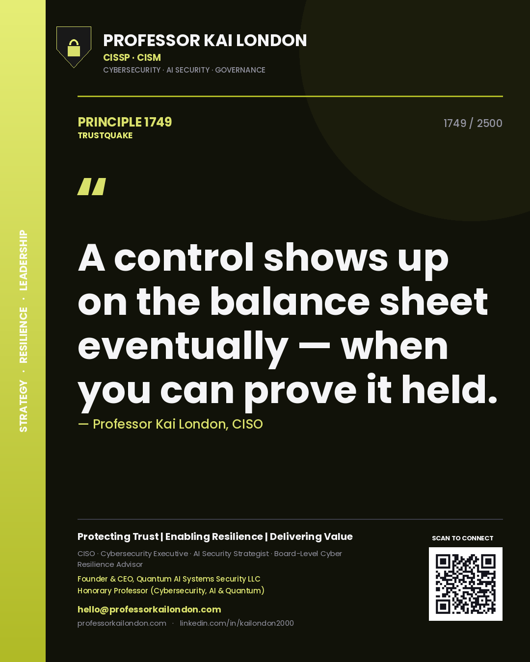 Professor Kai London principle 1749: A control shows up on the balance sheet eventually — when you can prove it held.
