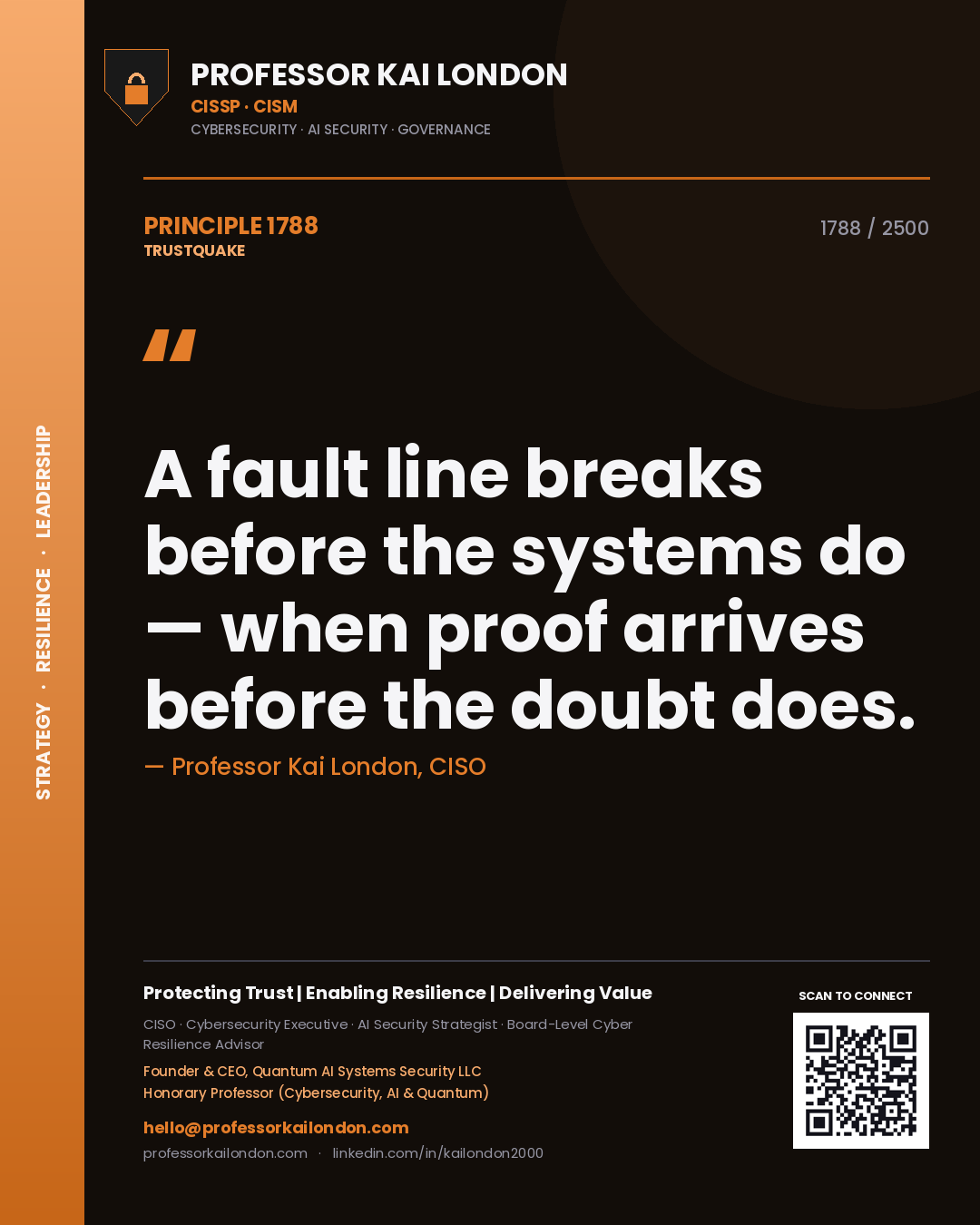 Professor Kai London principle 1788: A fault line breaks before the systems do — when proof arrives before the doubt does.
