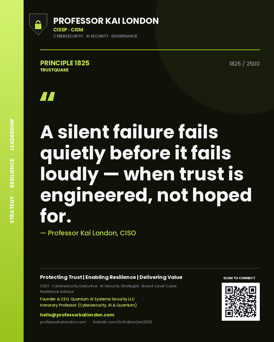 Professor Kai London principle 1825: A silent failure fails quietly before it fails loudly — when trust is engineered, not hoped for.