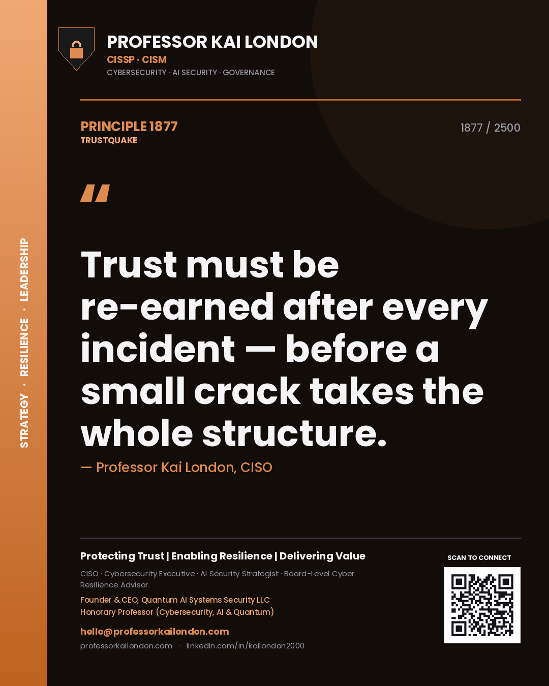 Professor Kai London principle 1877: Trust must be re-earned after every incident — before a small crack takes the whole structure.