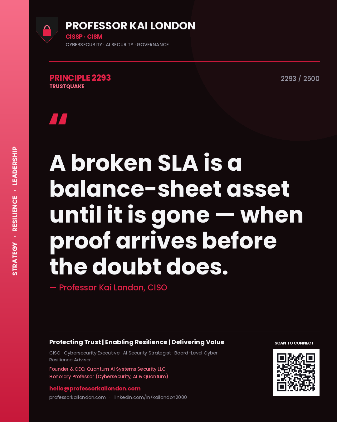 Professor Kai London principle 2293: A broken SLA is a balance-sheet asset until it is gone — when proof arrives before the doubt does.