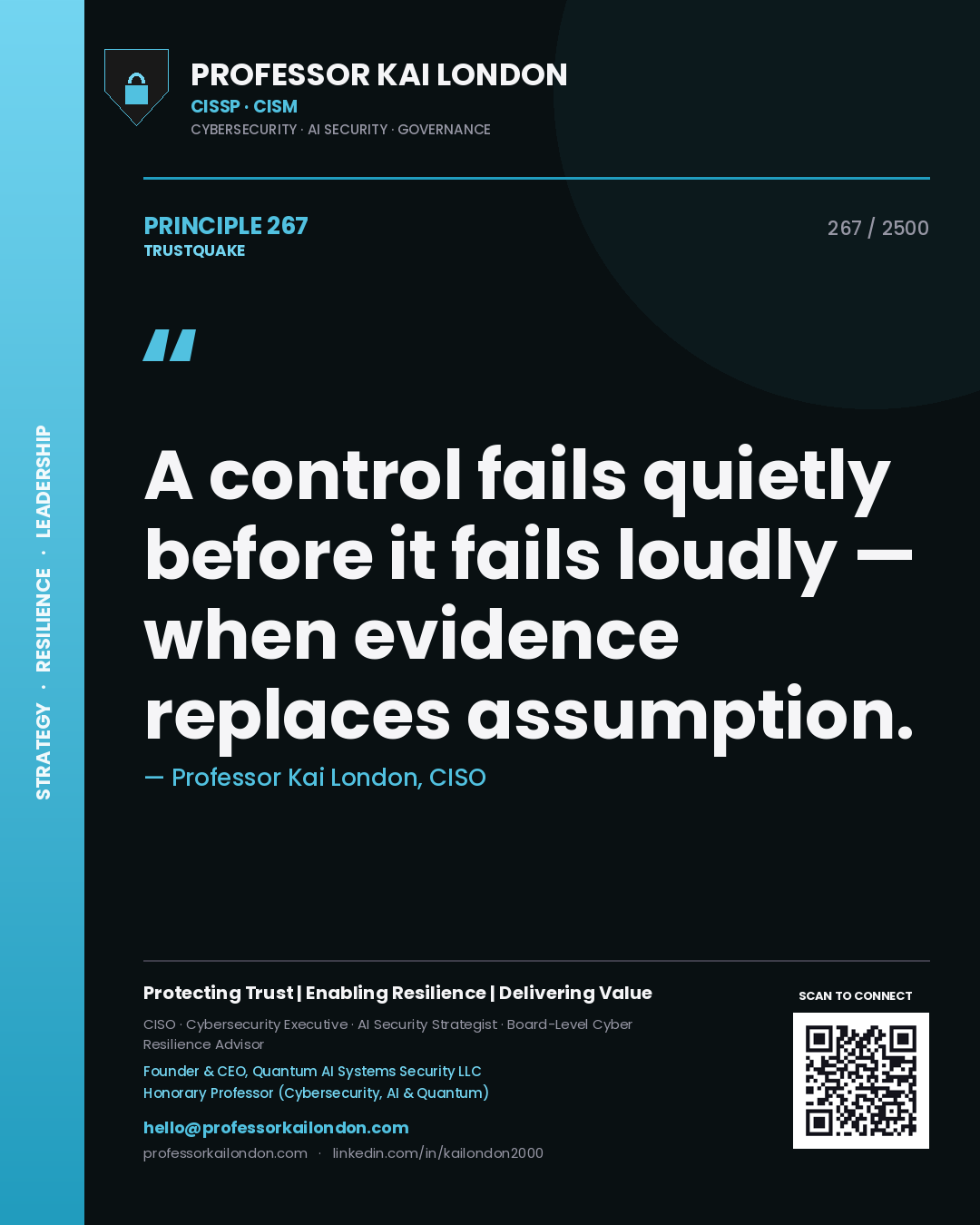 Professor Kai London principle 267: A control fails quietly before it fails loudly — when evidence replaces assumption.