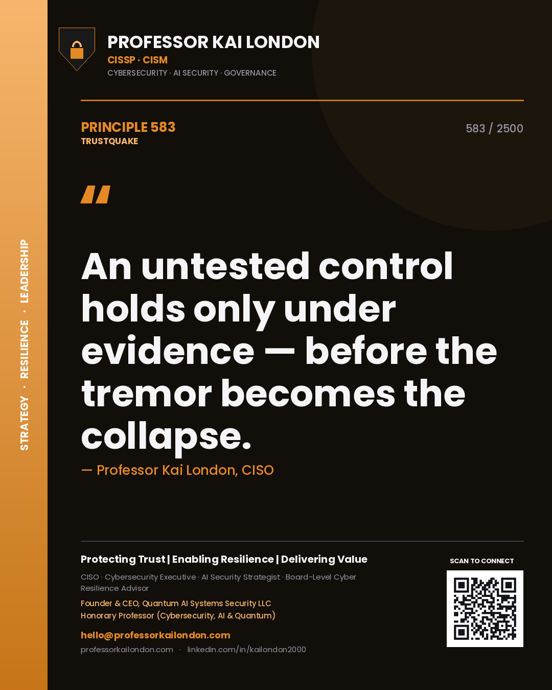 Professor Kai London principle 583: An untested control holds only under evidence — before the tremor becomes the collapse.