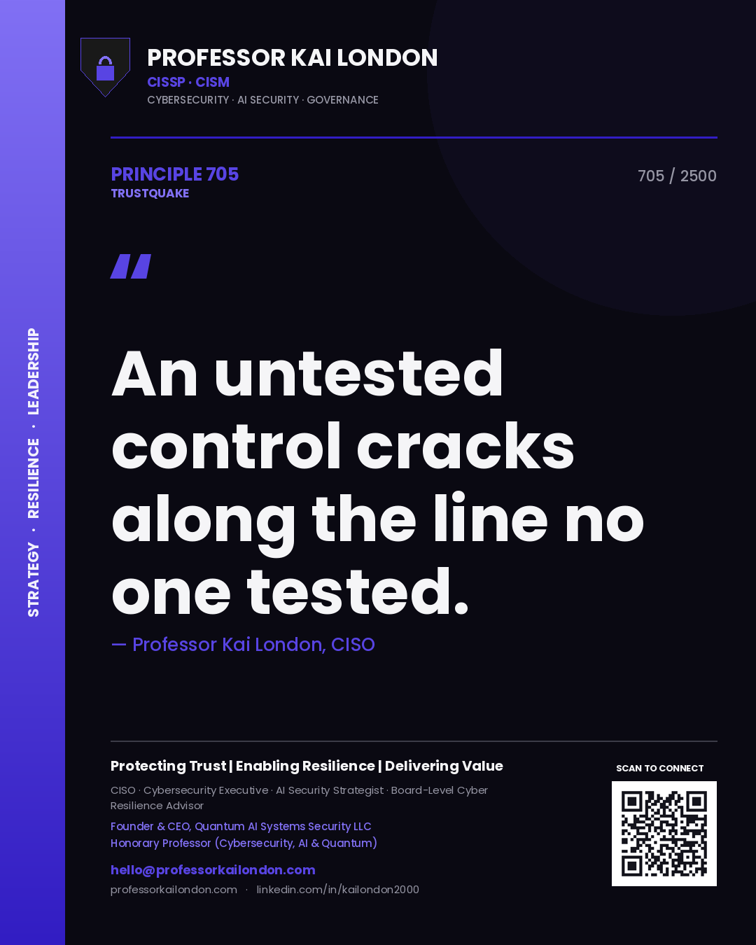 Professor Kai London principle 705: An untested control cracks along the line no one tested.