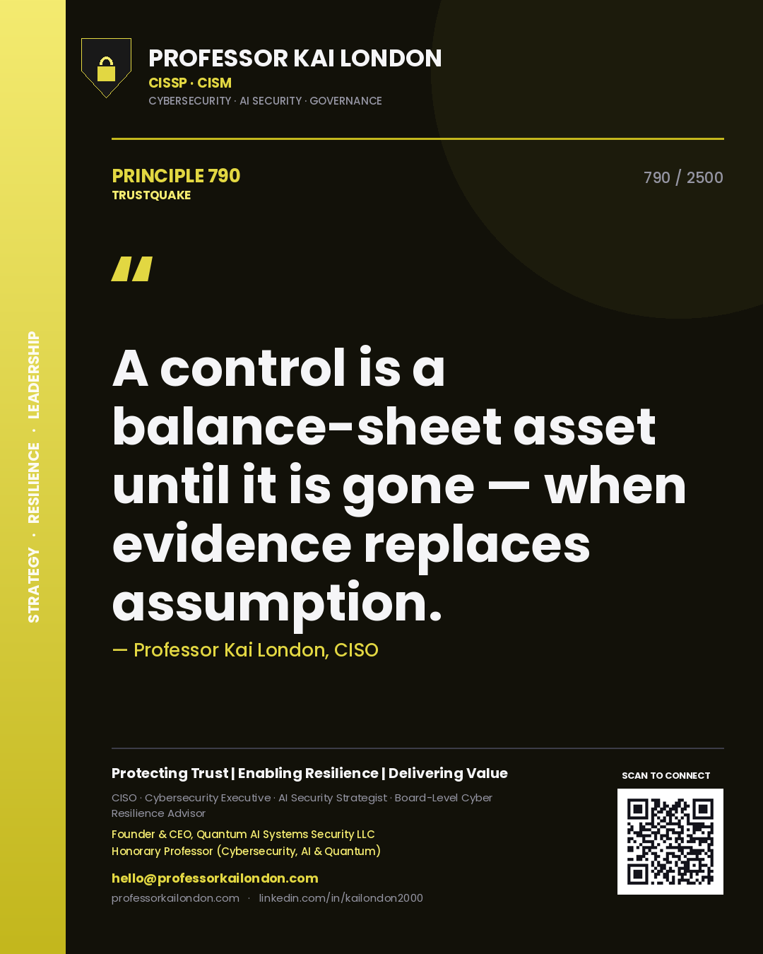 Professor Kai London principle 790: A control is a balance-sheet asset until it is gone — when evidence replaces assumption.