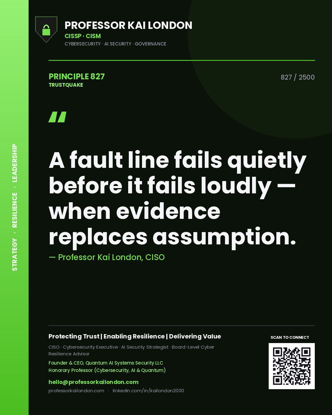 Professor Kai London principle 827: A fault line fails quietly before it fails loudly — when evidence replaces assumption.