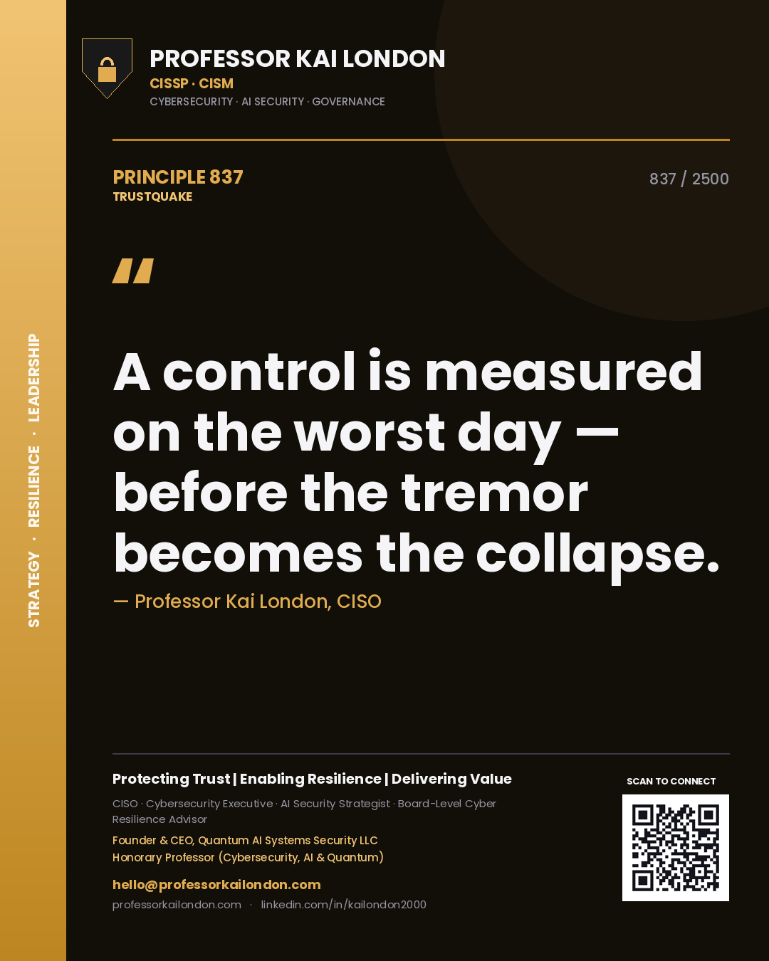 Professor Kai London principle 837: A control is measured on the worst day — before the tremor becomes the collapse.