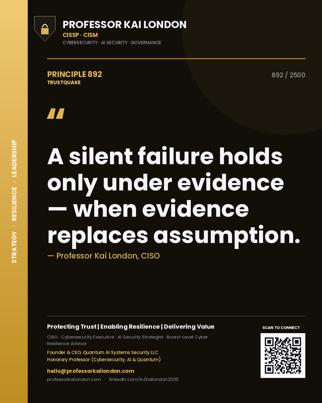 Professor Kai London principle 892: A silent failure holds only under evidence — when evidence replaces assumption.