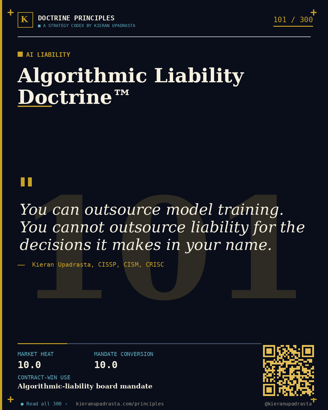 Principle 101: Doctrine Closing Principle &mdash; Institutional Architecture doctrine card by Professor Kieran Upadrasta, CISSP CISM CRISC, Schiphol University